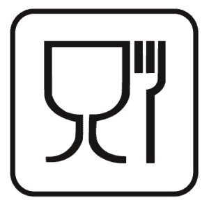 Логотип соответствия товара европейским требованиям безопасности для всех материалов, контактирующих с продуктами питания и напитками.