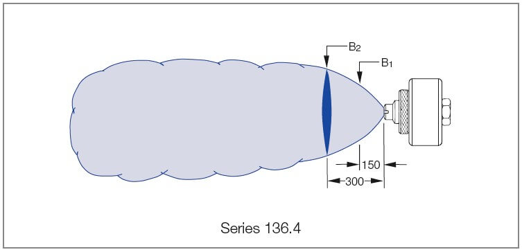 Дальность потока распыления пневматической плоскоструйной форсунки серии 136.4