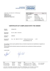 Сертификат соответствия позиции в заказе спецификации производителя