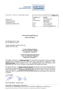 Подтверждение о соответствии моющей головки регламентам FDA